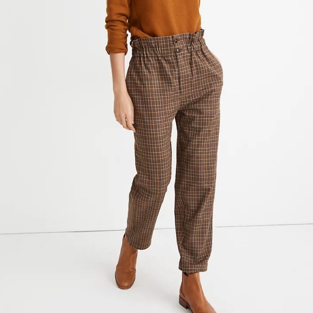 Madewell Plaid Paperbag Tapered Pants